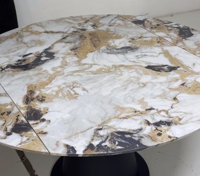 Стол TERAMO 135 GLOSS GRAND JADE SOLID CERAMIC, керамика, поворотн.механизм / Черный каркас, ®DISAUR в Губахе - gubaha.mebel24.online | фото 4