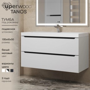 Тумба под раковину Uperwood Tanos 100 см, подвесная, белая/графит в Губахе - gubaha.mebel24.online | фото 3