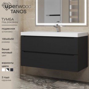 Тумба под раковину Uperwood Tanos 100 см, подвесная, черная матовая в Губахе - gubaha.mebel24.online | фото 3