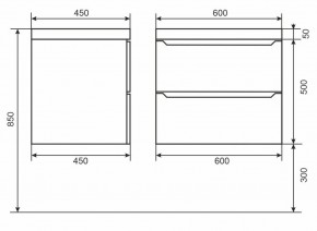 Тумба под раковину Uperwood Tanos 60 см, подвесная, белая/графит в Губахе - gubaha.mebel24.online | фото 6