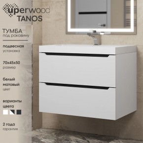 Тумба под раковину Uperwood Tanos 70 см, подвесная, белая/графит в Губахе - gubaha.mebel24.online | фото 3