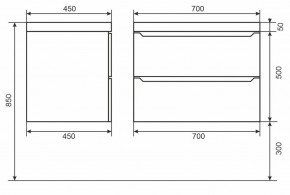 Тумба под раковину Uperwood Tanos 70 см, подвесная, черная матовая в Губахе - gubaha.mebel24.online | фото 6