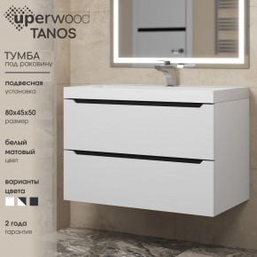 Тумба под раковину Uperwood Tanos 80 см, подвесная, белая/графит в Губахе - gubaha.mebel24.online | фото 3