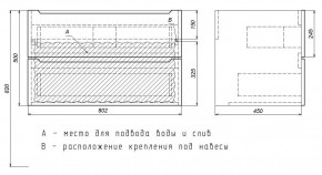 Тумба под раковину Uperwood Tanos 80 см, подвесная, белая/графит в Губахе - gubaha.mebel24.online | фото 7