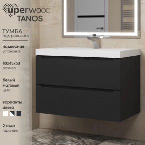 Тумба под раковину Uperwood Tanos 80 см, подвесная, черная матовая в Губахе - gubaha.mebel24.online | фото 3