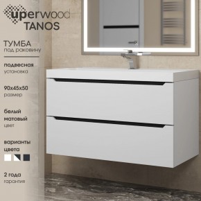 Тумба под раковину Uperwood Tanos 90 см, подвесная, белая/графит в Губахе - gubaha.mebel24.online | фото 3