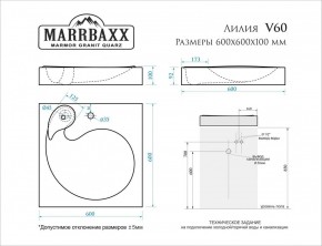 Умывальник над стиральной машиной (600*600х100) Лилия V60 (белый) с кронштейном без сифона (V60) в Губахе - gubaha.mebel24.online | фото 2